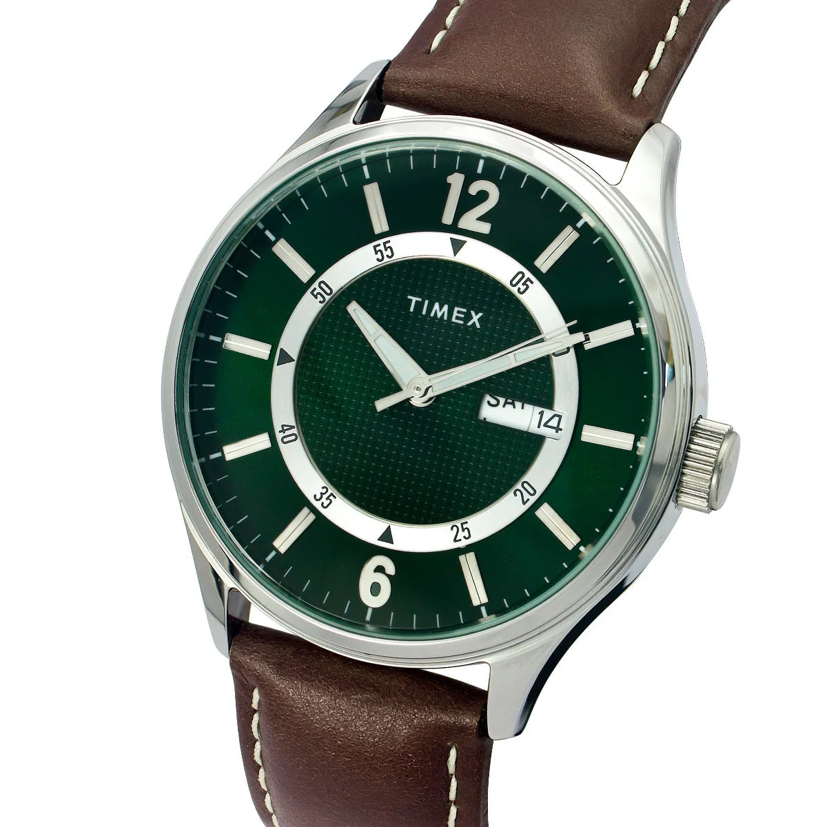 Timex Fashion Men's Green Dial Round Case Day Date Function Watch -TWEG19801