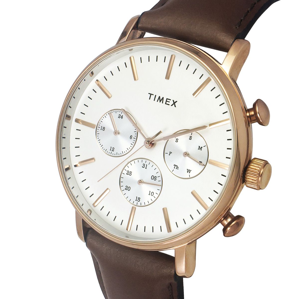 TIMEX FASHION MEN'S SILVER DIAL ROUND CASE MULTIFUNCTION FUNCTION WATCH -TWEG20005