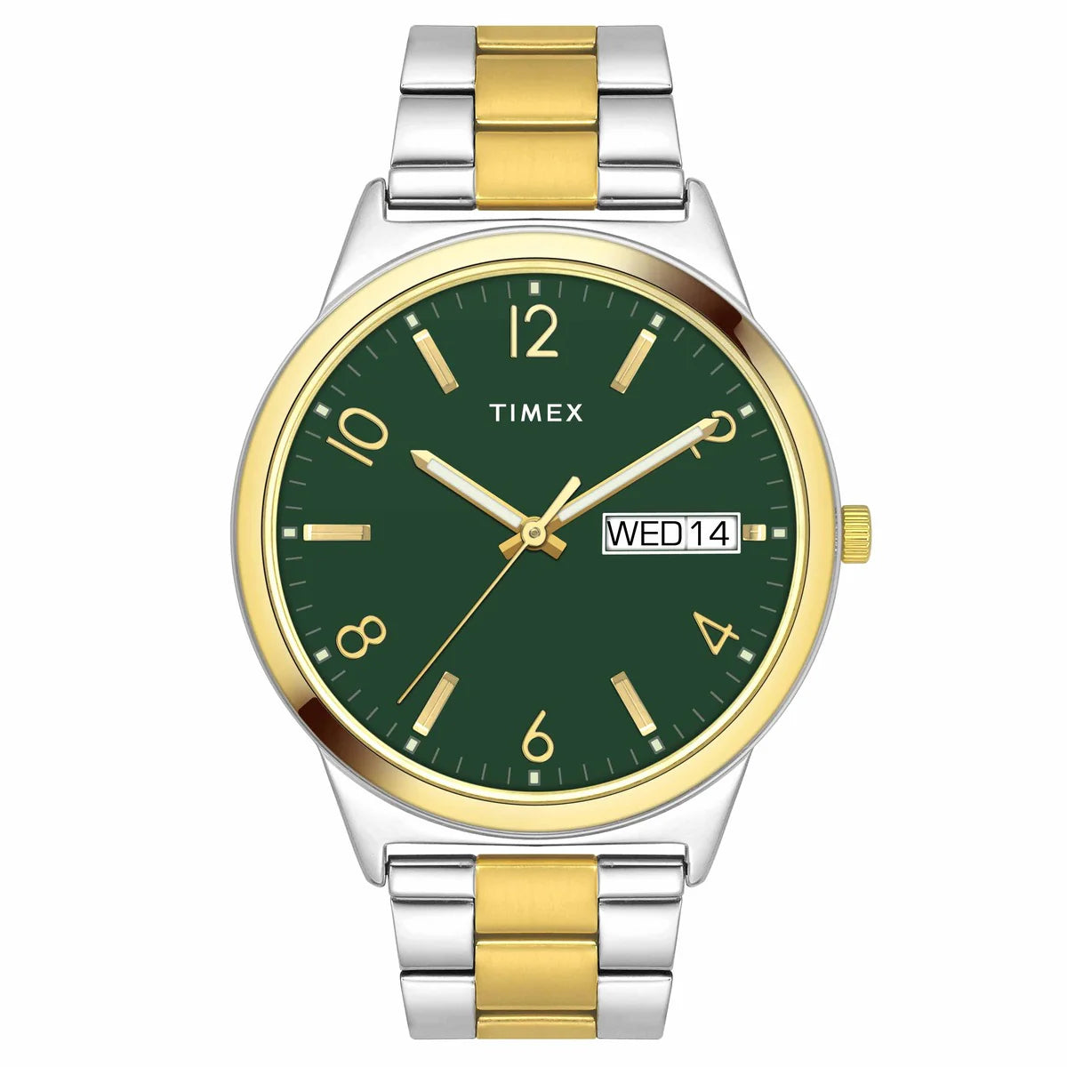 TIMEX CLASSICS COLLECTION PREMIUM QUALITY MEN'S ANALOG GREEN DIAL COLOURED QUARTZ WATCH, ROUND DIAL WITH 41MM CASE WIDTH - TWTG10006