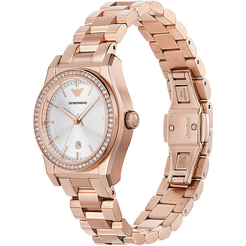 Emporio Armani Three-Hand Date Rose Gold-Tone Stainless Steel Watch AR11558