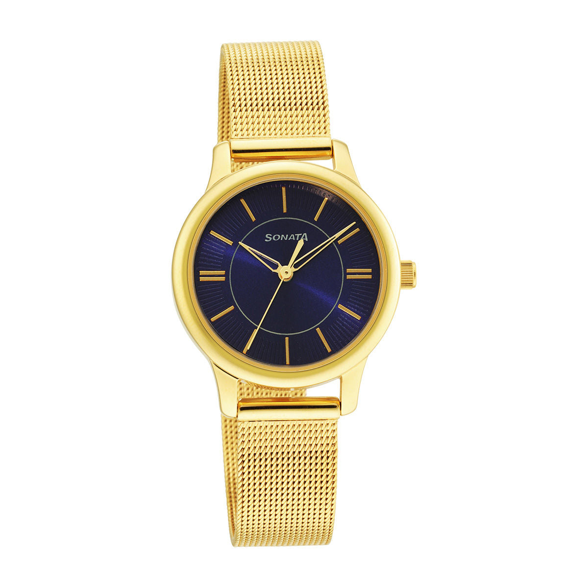 Classic Gold Blue Dial Metal Strap Watch NR8178YM04