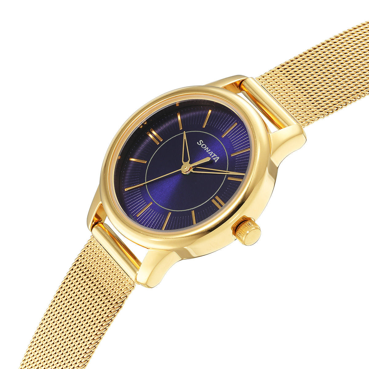 Classic Gold Blue Dial Metal Strap Watch NR8178YM04