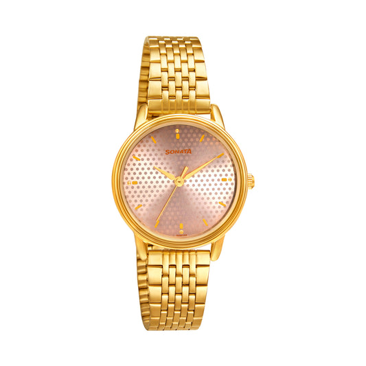 Gold Edit With Pink Dial Stainless Steel Strap Watch 8175YM02