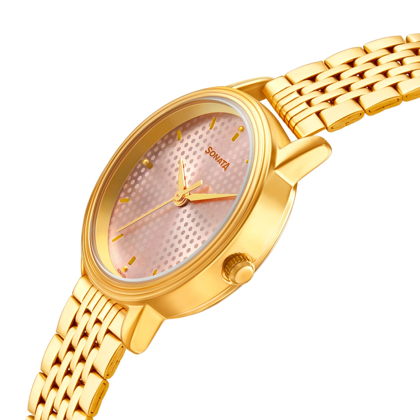 Gold Edit With Pink Dial Stainless Steel Strap Watch 8175YM02