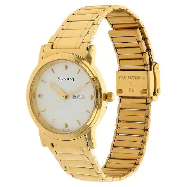 White Dial Golden Stainless Steel Strap Watch NP1141YM11