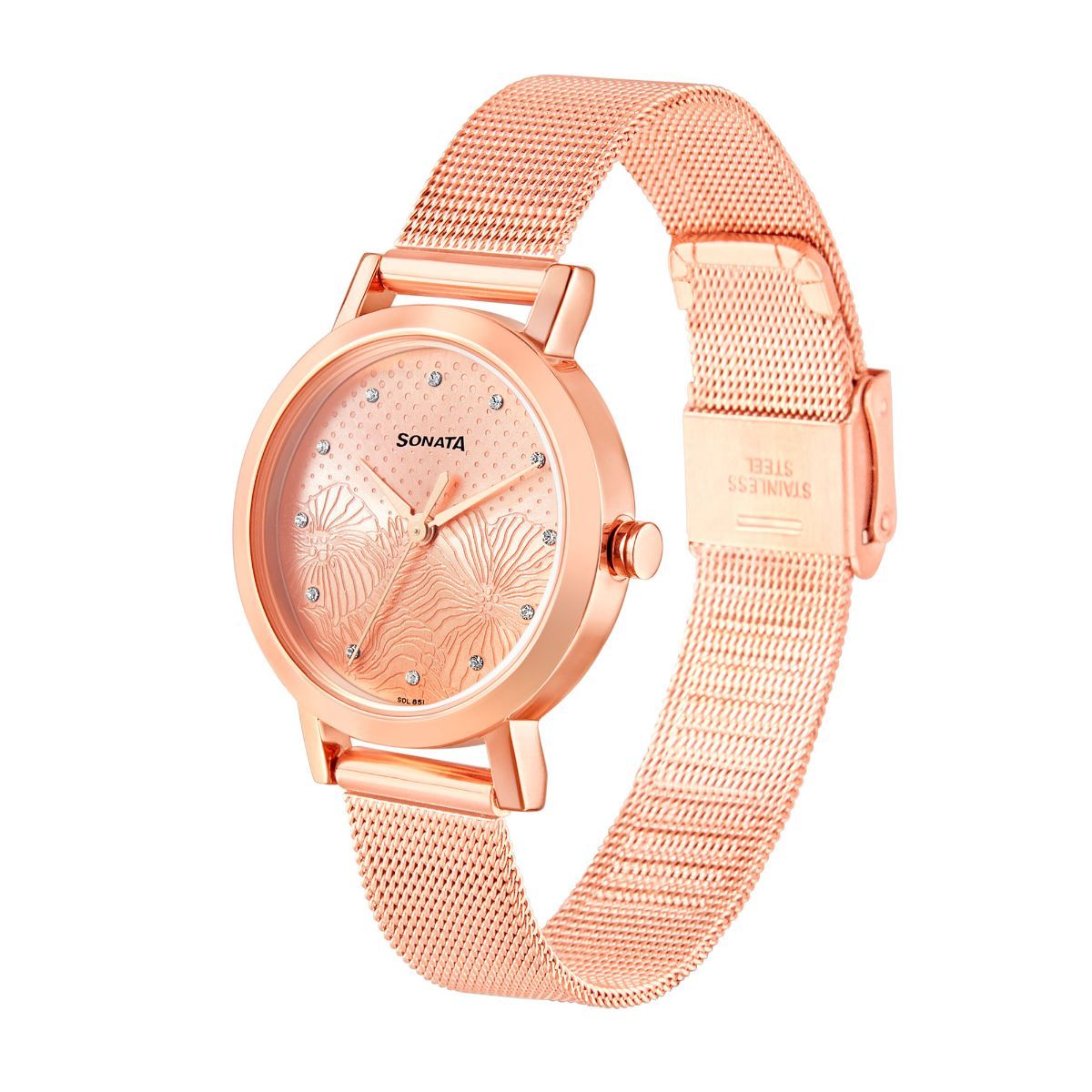 Linnea Rose Gold Dial Rose Gold Stainless Steel Strap Watch NR8174WM02