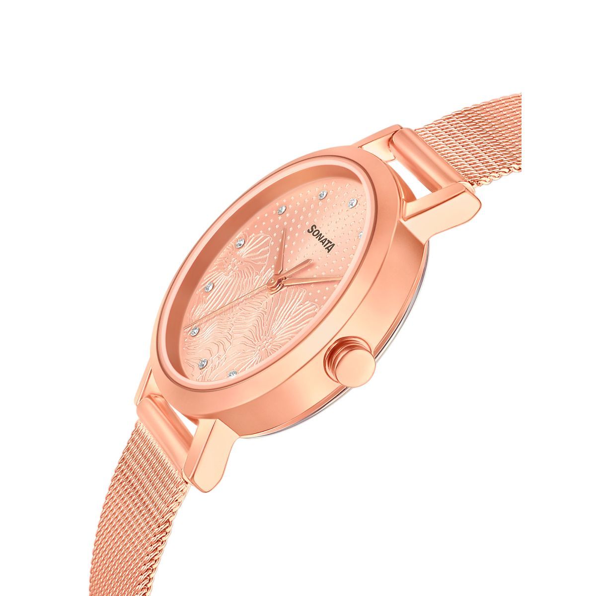 Linnea Rose Gold Dial Rose Gold Stainless Steel Strap Watch NR8174WM02