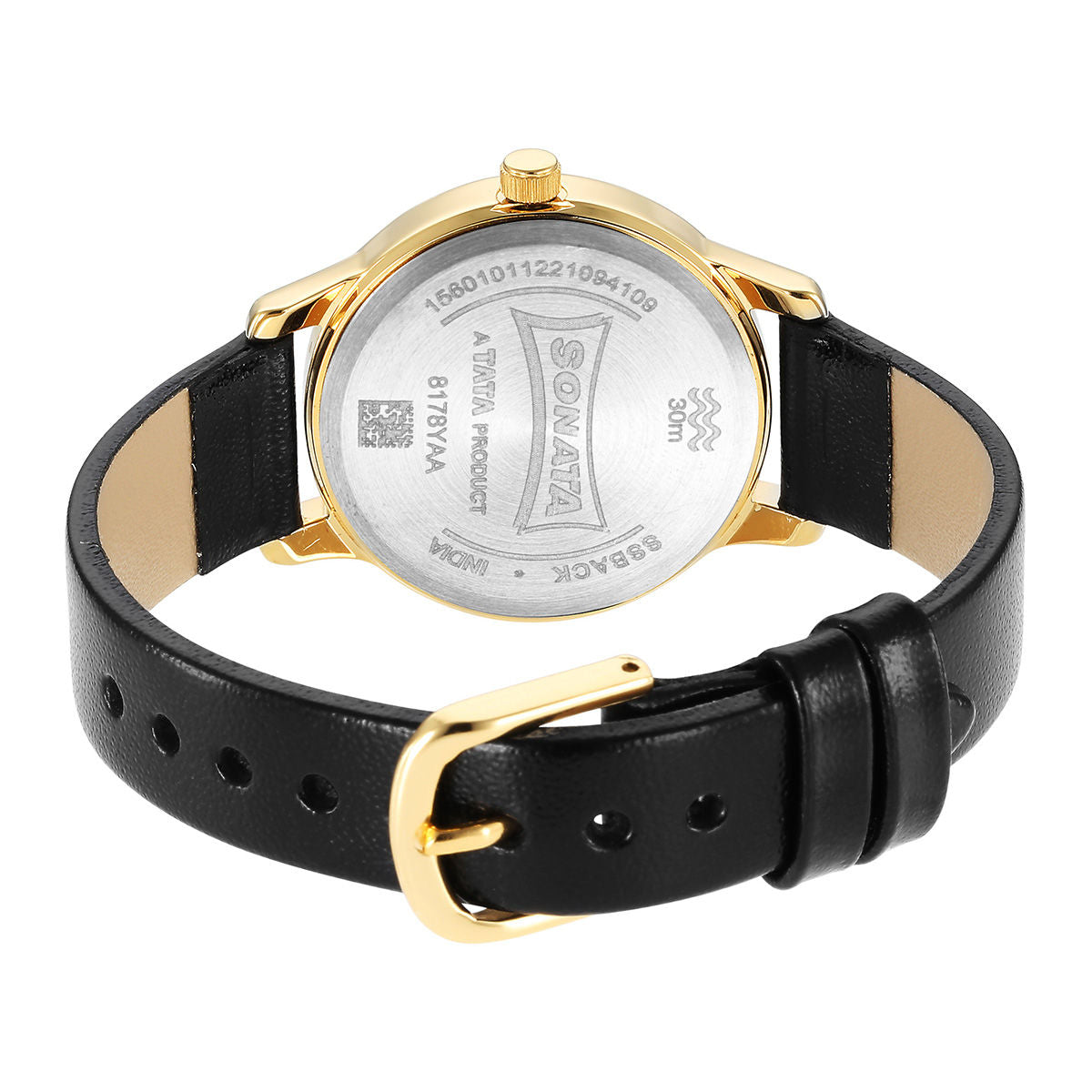 Classic Gold Black Dial Metal Strap Watch NR8178YL01