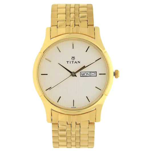 TITAN Silver Dial Yellow Stainless Steel Strap Watch NP1636YM01