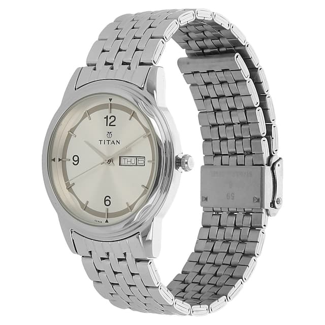 TITAN Silver Dial Silver Stainless Steel Strap Watch NK1638SM01