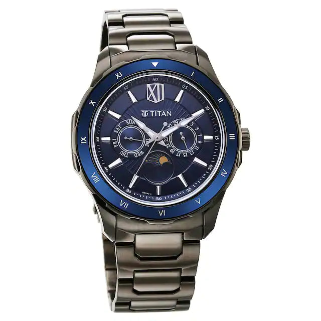 Titan Regalia Premium Blue Dial Stainless Steel Strap Watch for Men 1688KM07(DM943)