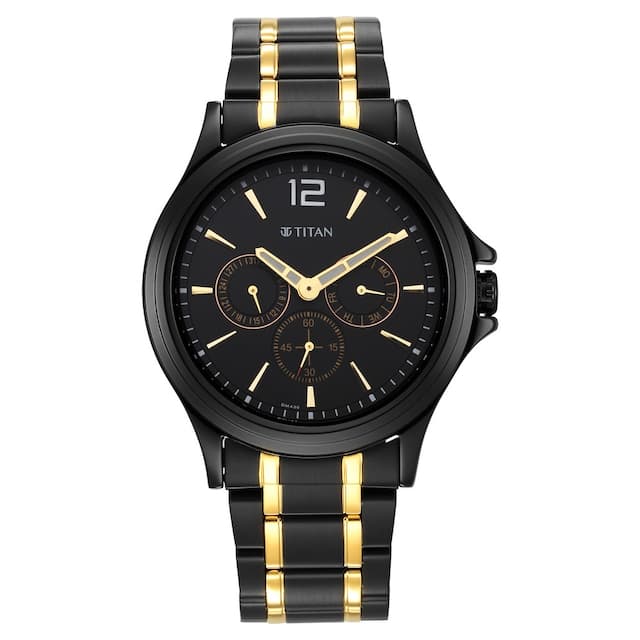 Black & Gold Black Dial Stainless Steel Strap Watch 1698KM02 / NS1698KM02