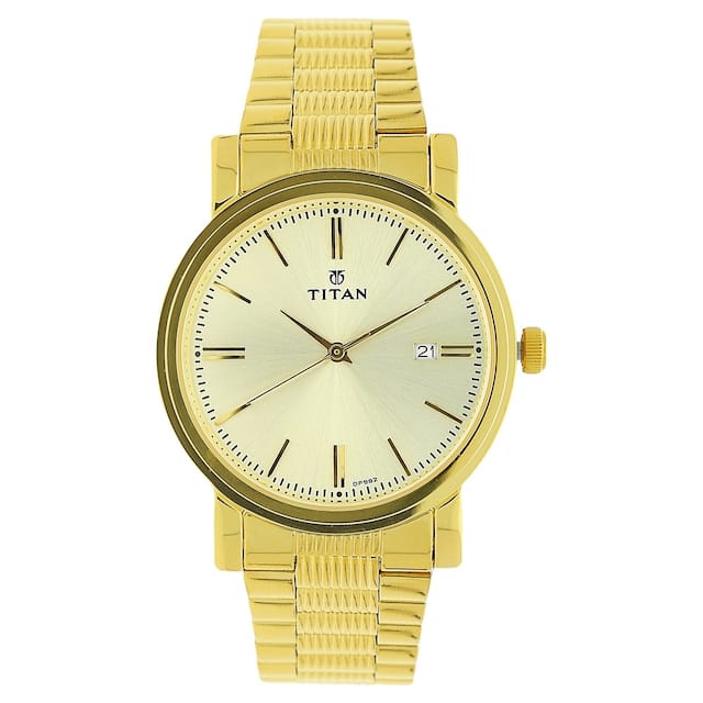 Champagne Dial Golden Stainless Steel Strap Watch NM1712YM03