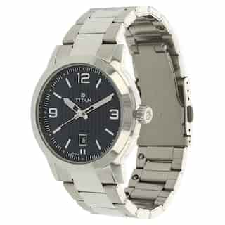 Titan Workwear Watch with Blue Dial & Stainless Steel Strap NL1730SM03