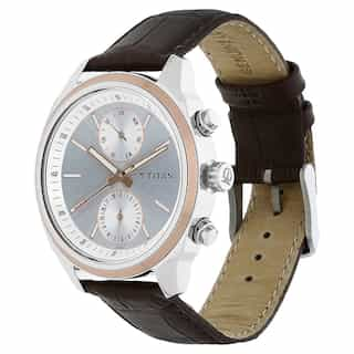 Titan On Trend Silver Dial Leather Strap Watch NP1733KL02 (DG352)