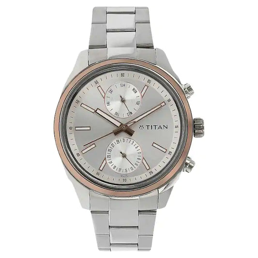 TITAN Workwear Watch with Silver Dial & Stainless Steel Strap NQ1733KM02