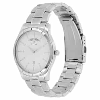 Titan Workwear Watch with White Dial & Stainless Steel Strap NP1767SM01 (DH327)