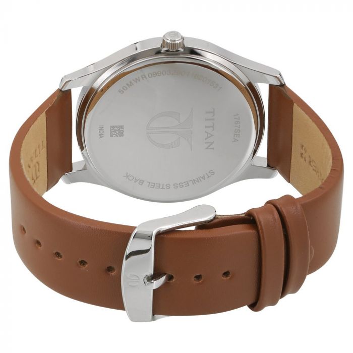 Titan white dial sales leather strap watch