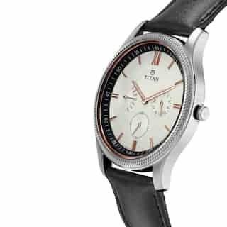 Titan Retrograde White Dial Leather Strap Watch NN1768SL02