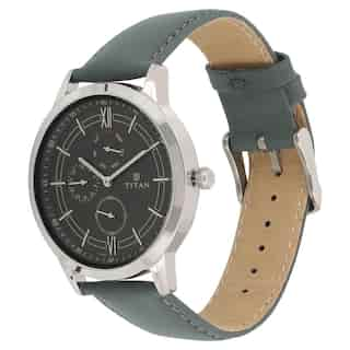 Titan On Trend Black Dial Leather Strap Watch NP1769SL05