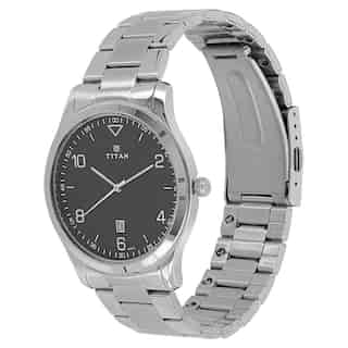 Titan Workwear Watch with Black Dial & Stainless Steel Strap NM1770SM02 (DH331)