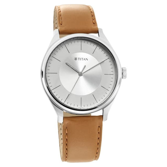 Workwear Watch with Silver Dial & Leather Strap NP1802SL07