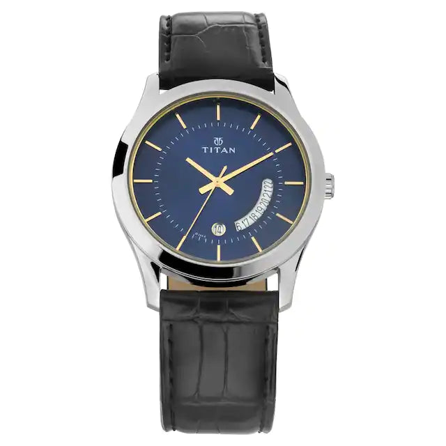 TITAN Blue Dial Leather Strap Watch NR1823SL01