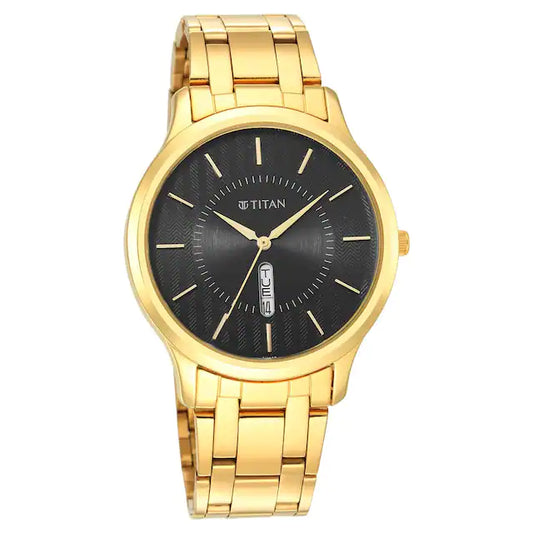 Karishma Black Dial Brass Strap Watch 1825YM02