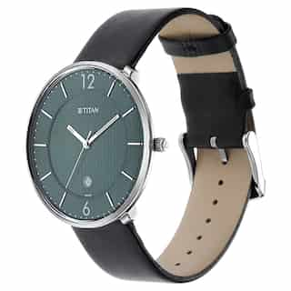 Titan Workwear Watch with Green Dial & Leather Strap 1849SL02 (DK968)