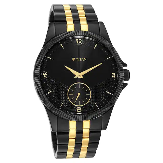 TITAN Punjab Collection Black Dial Two Toned Stainless Steel Strap Watch 1868KM01