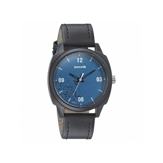 Volt+ Blue Dial Leather Strap Watch NM77086PL04