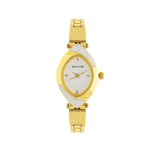 White Dial Golden Stainless Steel Strap Watch NR8069YM03