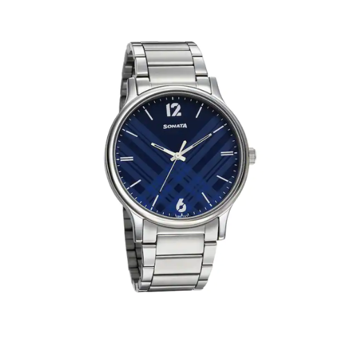 Smart Plaid In Blue Dial Stainless Steel Strap Watch NR77105SM01W