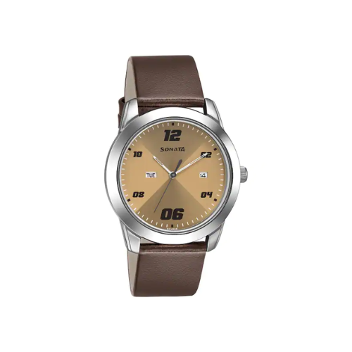 RPM Beige Dial Brown Leather Strap Watch NR7924SL13