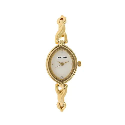 White Dial Golden Metal Strap Watch NR8109YM01