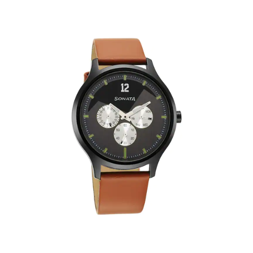 Force Grey Dial Brown Leather Strap Watch NR7140NL02