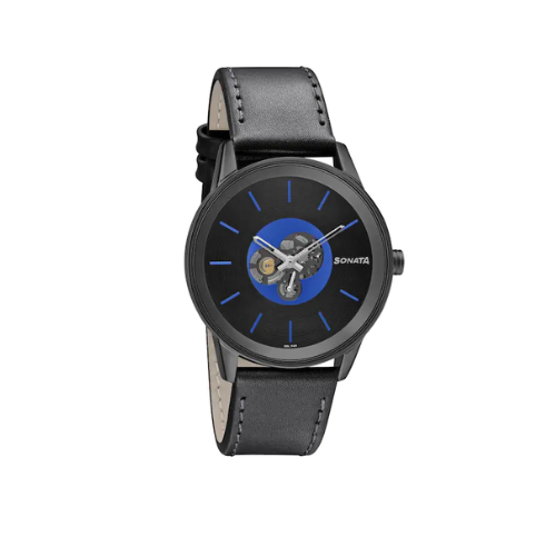 Unveil Watch With Blue Dial & Leather Strap NR7133NL03