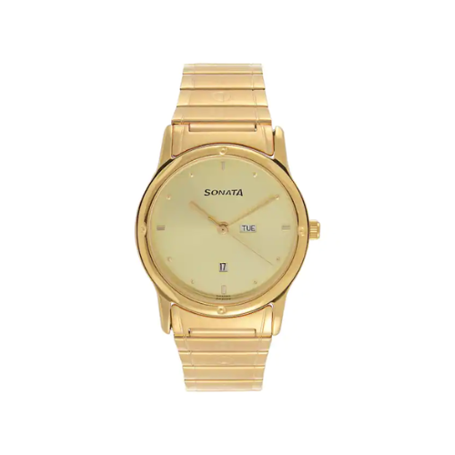 Champagne Dial Golden Stainless Steel Strap Watch NP7023YM08