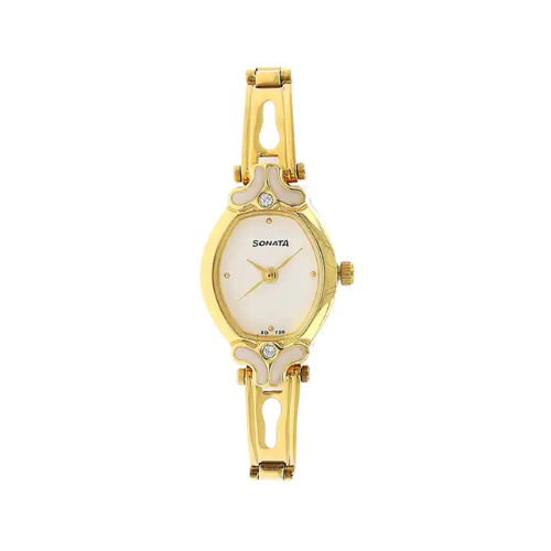 White Dial Golden Stainless Steel Strap Watch NR8068YM03