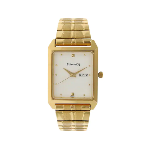 White Dial Golden Stainless Steel Strap Watch NR7007YM03