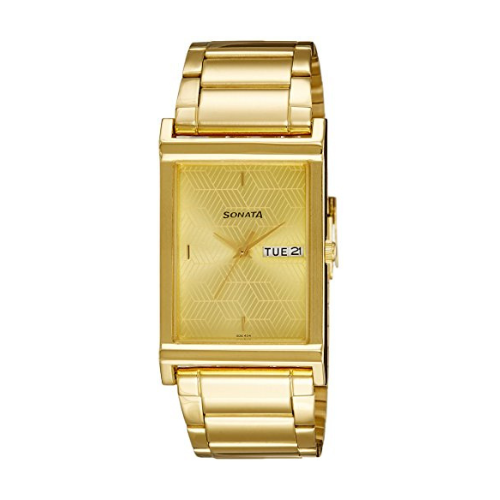 Golden Dial Golden Stainless Steel Strap Watch 77032YM03J (SDE404)