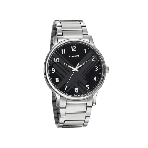 Smart Plaid In Black Dial Stainless Steel Strap Watch NR77105SM02W