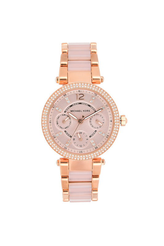 Michael Kors Mini Parker Rose Gold Dial Stainless Steel Analogue Watch MK6110