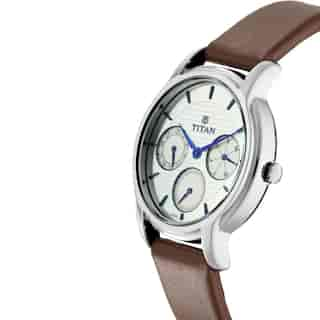 Titan Workwear Watch with White Dial & Leather Strap 2595SL01