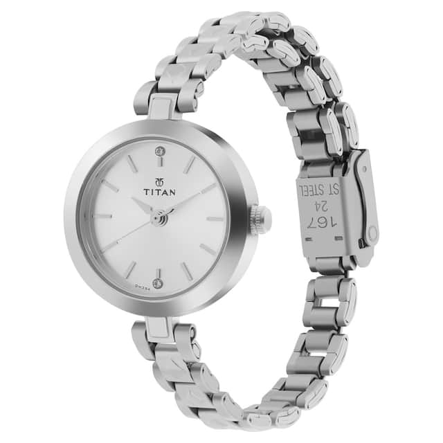 TITAN Silver Dial Silver Stainless Steel Strap Watch NN2598SM01