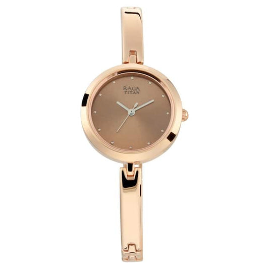 TITAN Raga Viva Rose Gold Dial Metal Strap Watch NP2606WM05