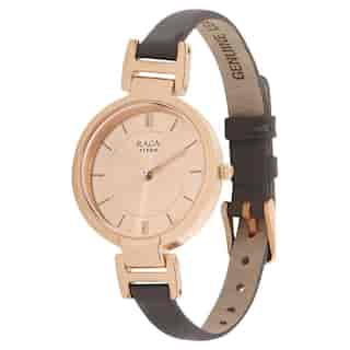 Titan Raga Viva Rose Gold Dial Leather Strap Watch NP2608WL01