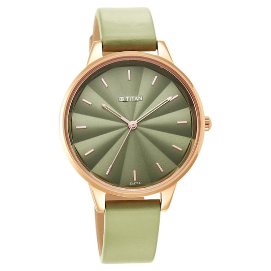 Neo Green Dial Leather Strap Watch for Women 2648WL06