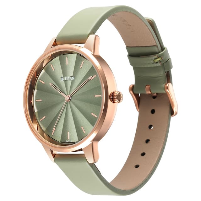 Neo Green Dial Leather Strap Watch for Women 2648WL06