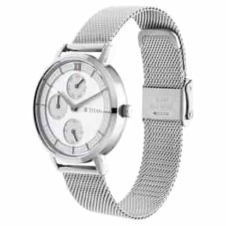 Titan Workwear Watch with Silver Dial Metal Strap 2652SM01 (DK719)